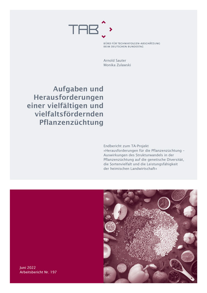 Cover TAB-Bericht 197: Aufgaben und Herausforderungen einer vielfältigen und vielfaltsfördernden Pflanzenzüchtung. 