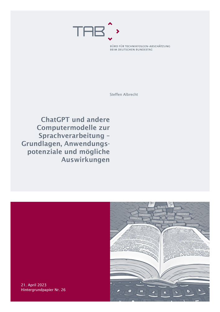 Cover HP26: ChatGPT und andere Computermodelle zur Sprachverarbeitung – Grundlagen, Anwendungspotenziale und mögliche Auswirkungen
