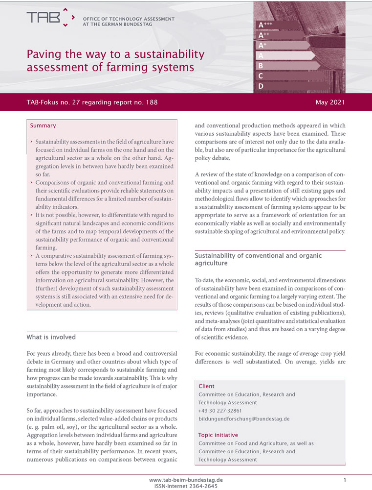 Sustainability assessement farming systems