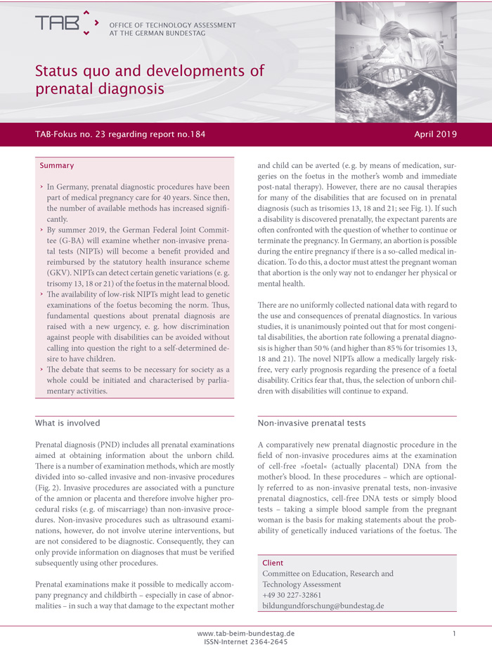 cover tab-fokus status quo and developments of prenatal diagnosis