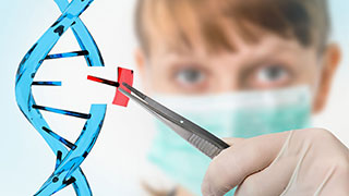 Symbolic picture of genome editing - researcher removes a piece of DNA