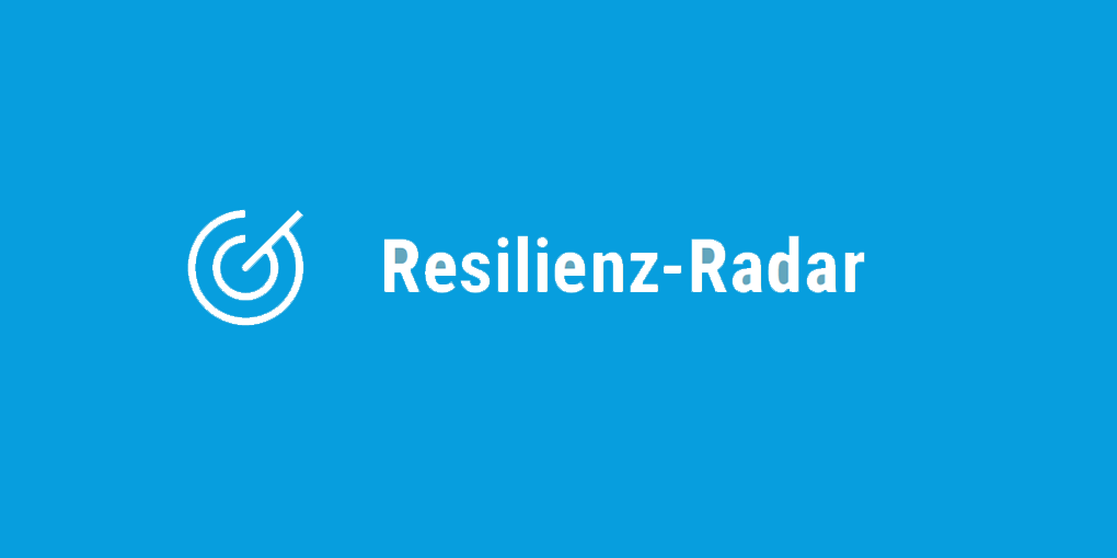 Icon und Text: Resilienz-Radar (weiß auf blau)