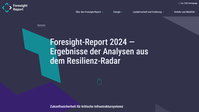 Screenshot der Microsite Foresight-Report 2024 - Ergebnisse der Analysen aus dem Resilienzradar. 