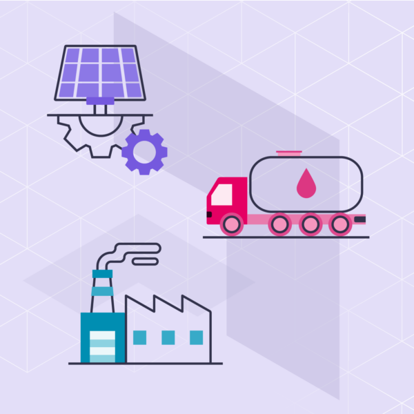 icon fsr-energie miit Eindrad Raffinerie und zwei Tropfen