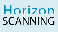 Text reads "Horizon Scanning" in blue and black on a light blue background.