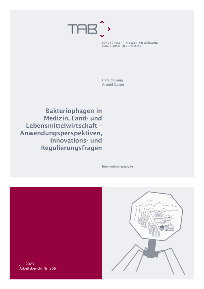 cover TAB-AB 206 - Bakteriophagen in Medizin, Land- und Lebensmittelwirtschaft – Anwendungsperspektiven, Innovations- und Regulierungsfragen. Innovationsanalyse