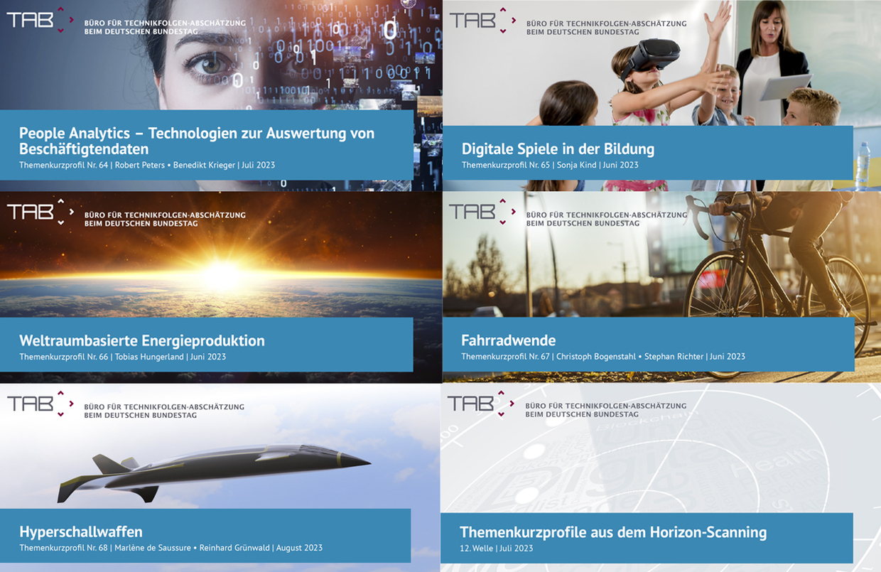 Titelbilder der Themenkurzprofile aus dem Horizon-Scanning Nr. 64-68 