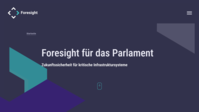 Screenshot Microsite: Foresight für das Parlament. Zukunfssicherheit für kritische Infrastrukturen