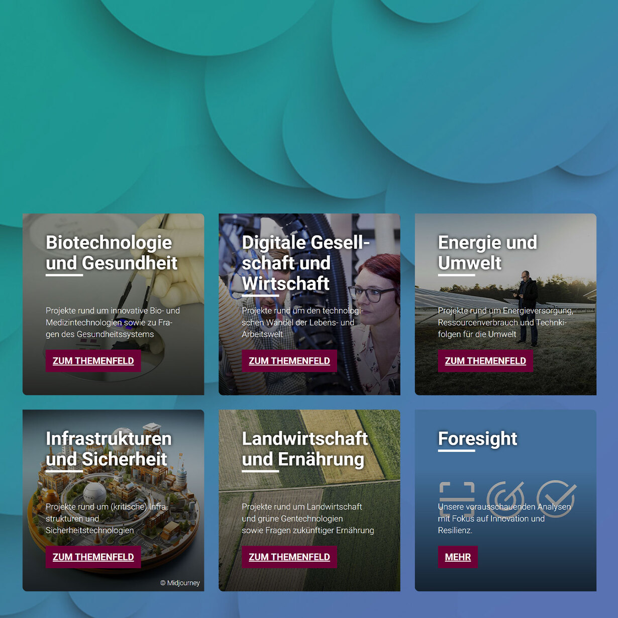 Hintergrundbild: Screenshot der TAB-Webseite „Themen und Projekte“, Biotechnologie und Gesundheit, Digitale Gesellschaft und Wirtschaft, Energie und Umwelt, Infrastrukturen und Sicherheit, Landwirtschaft und Ernährung, Projektübersicht