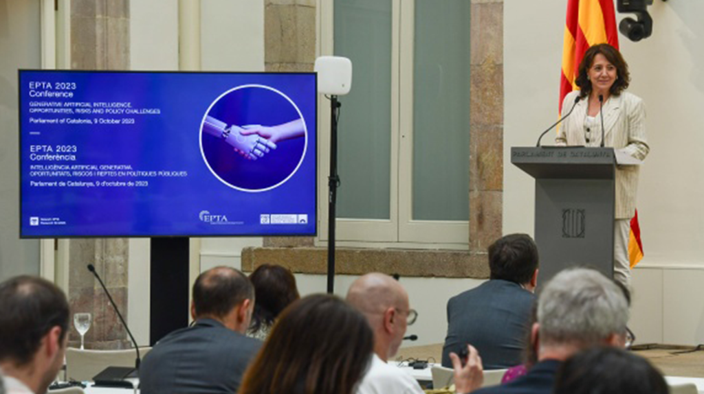 Teilnehmer der EPTA-Konferenz zu KI und Herausforderungen für Demokratie und Gesellschaft im Parlament von Katalonien 